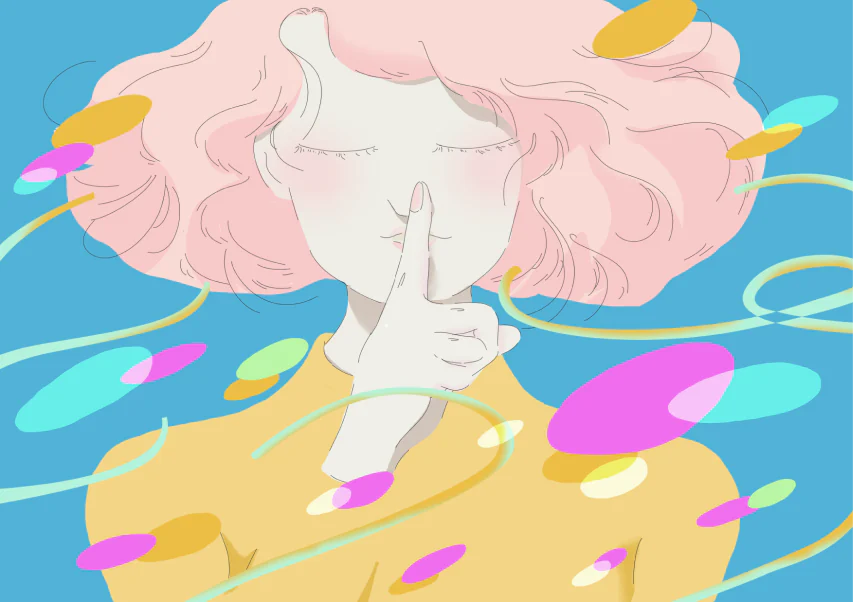 粉发女孩横向插画